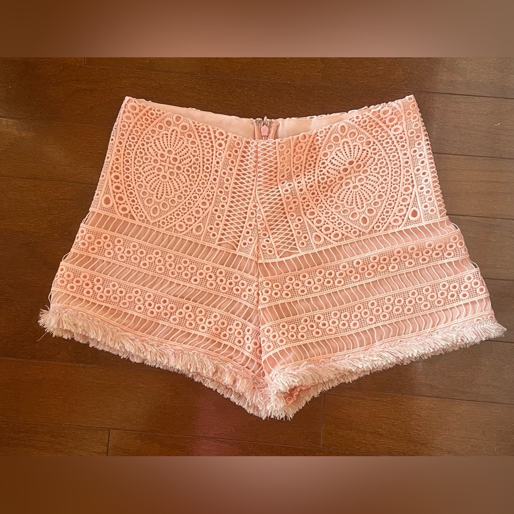 Alexis Apricot High Waist Lace Shorts